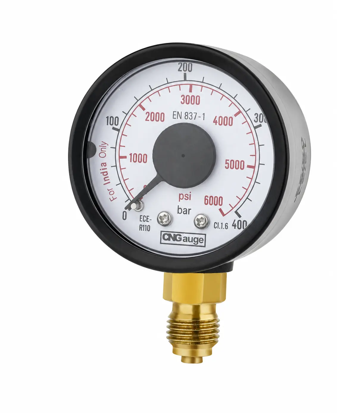 MIJO direct-dial CNG pressure gauge for the cylinder-side high-pressure line
